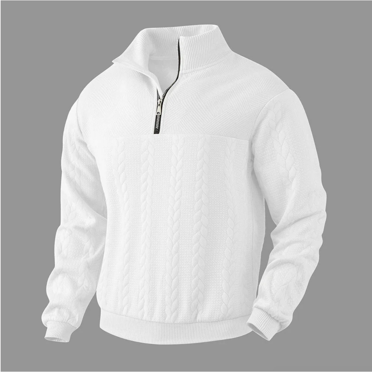 Pieranto | Vintage Zip Neck Knitted Sweater for Cold Weather Casual Wear