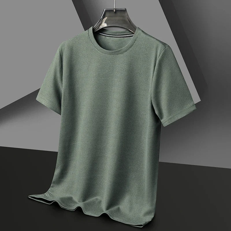 Alderi | Waffle Knit Crew Neck T Shirt for Men with Breathable Everyday Fit