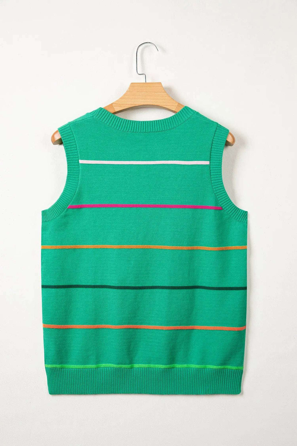 Elowen | Striped Knit Sweater Tank Top with Round Neckline