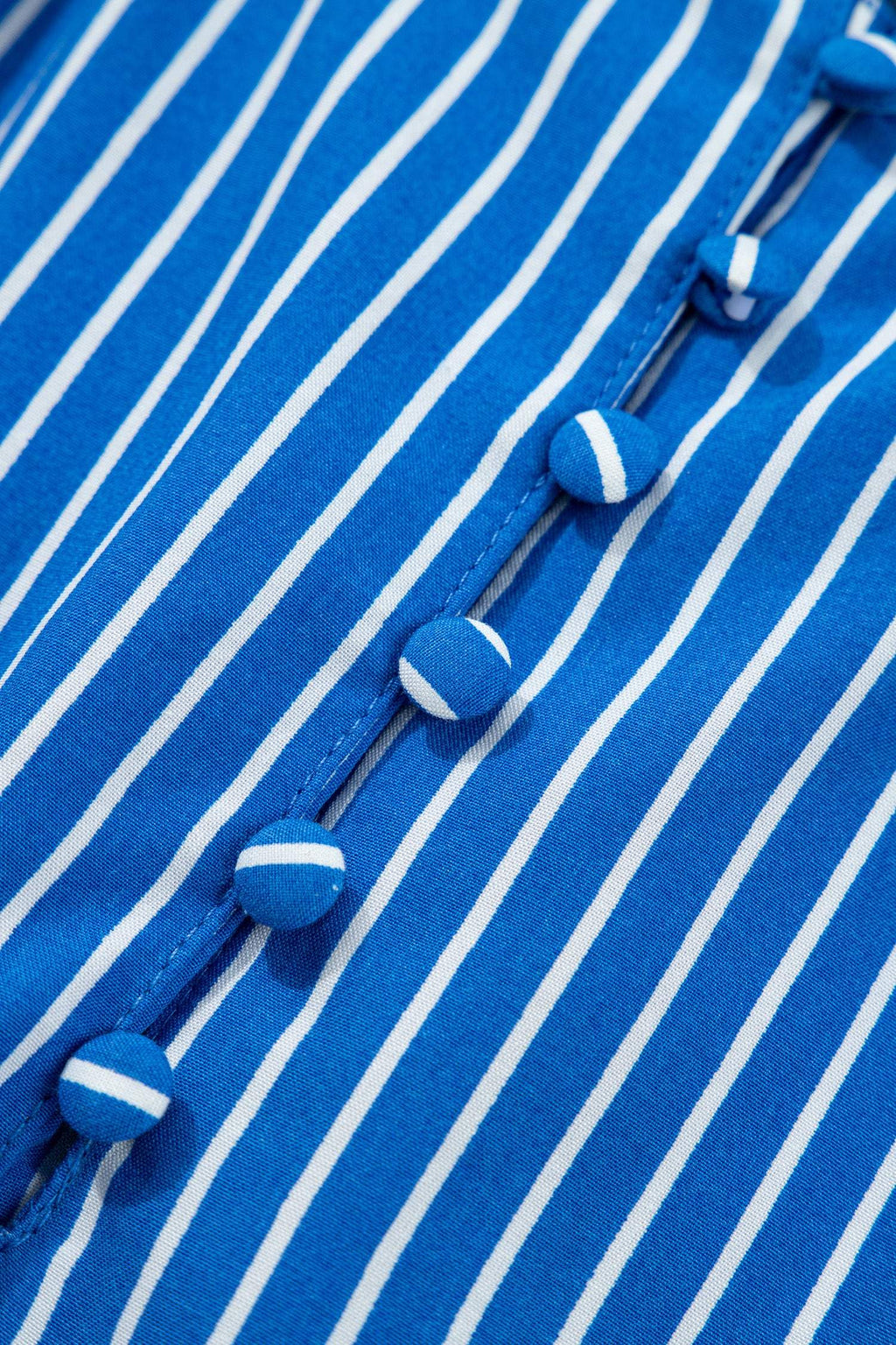 Ophelia | Striped Puff Sleeve Button Front Blouse with Ruffle Detail