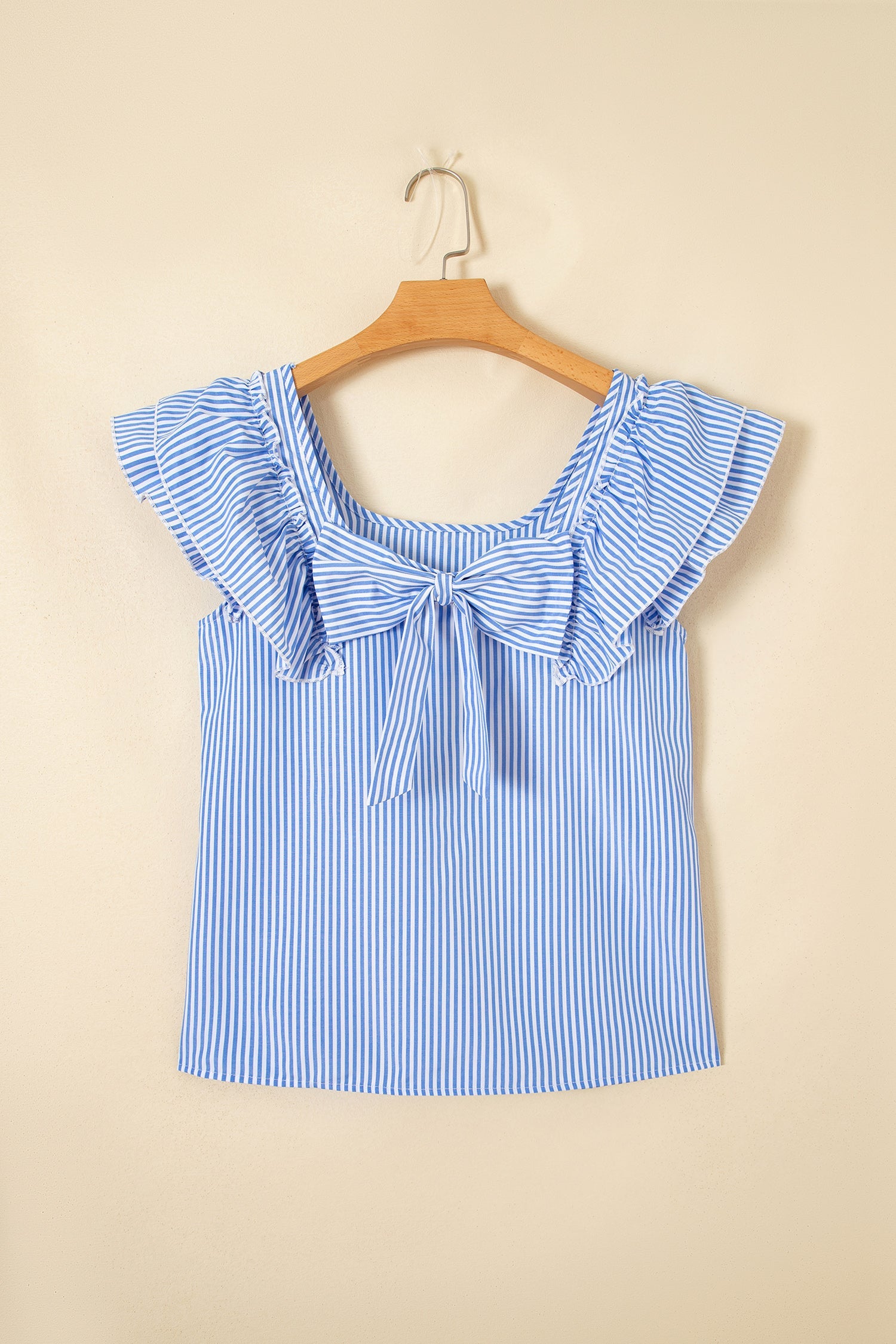 Fayette | Square Neck Ruffle Sleeve Blouse with Bow Detail