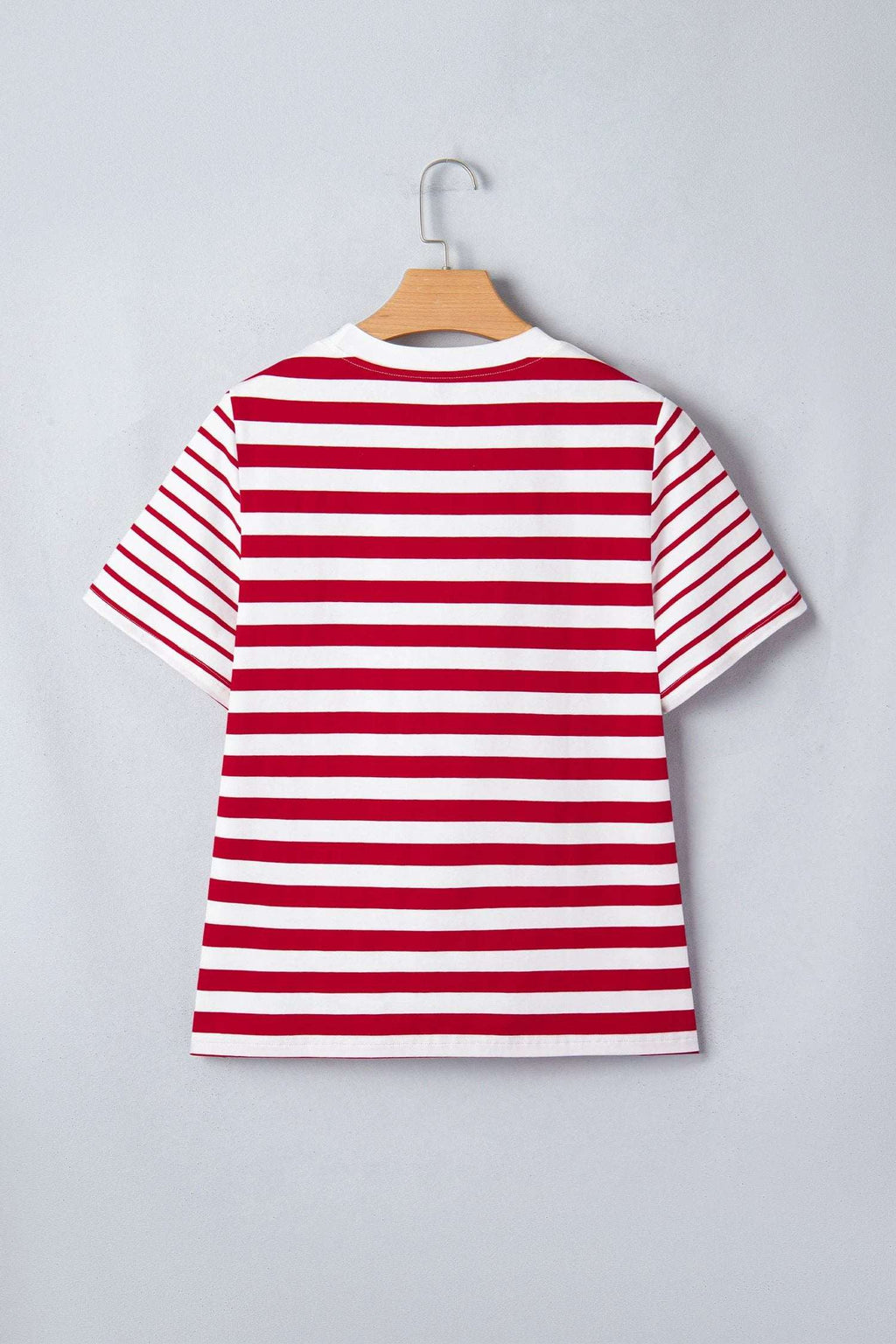 Ursina | Striped Panelled Round Neck Cotton T Shirt