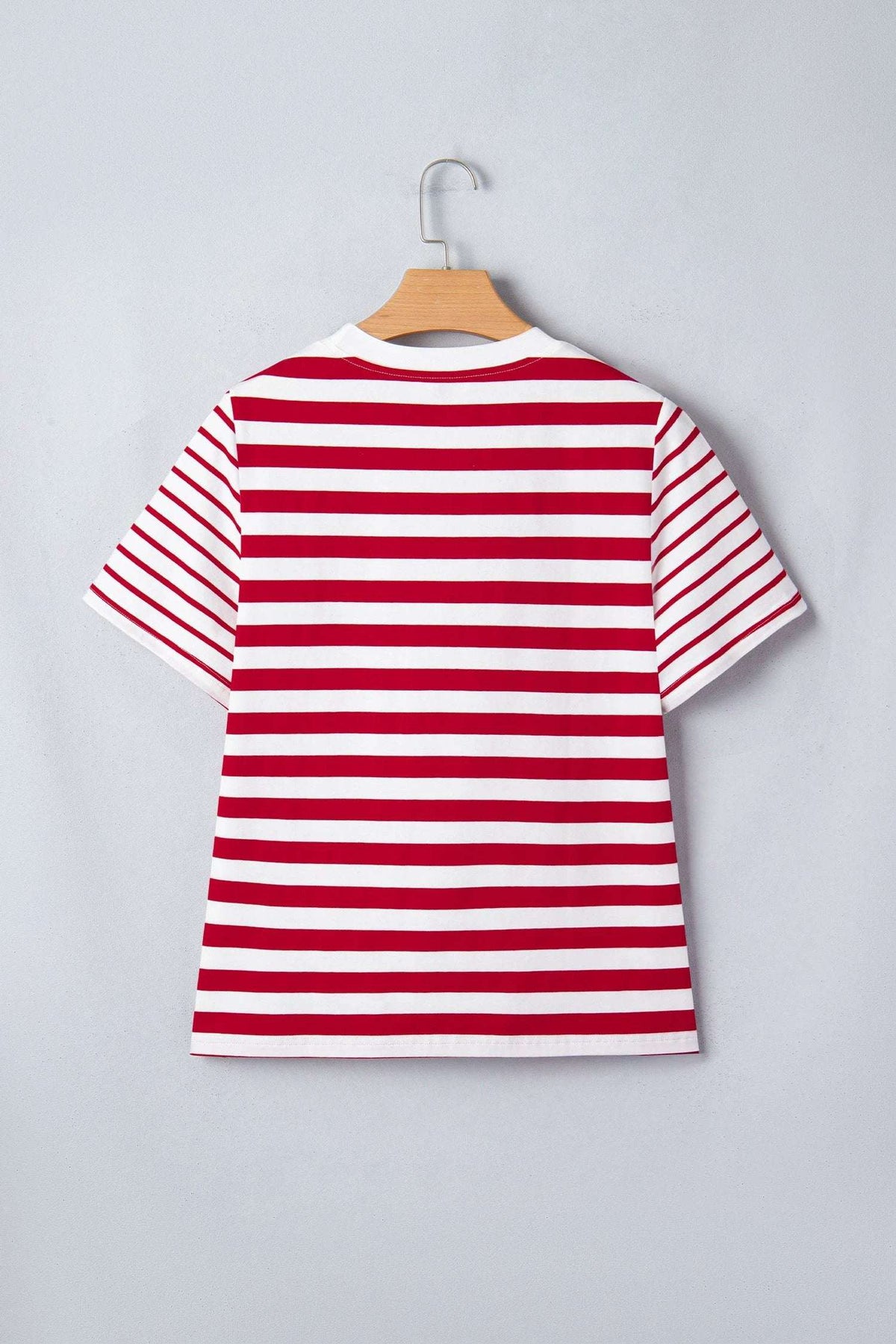 Ursina | Striped Panelled Round Neck Cotton T Shirt