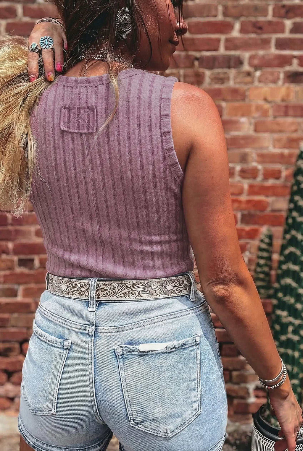 Noelia | Ribbed Mineral Washed Slim Fit Tank Top for Layering