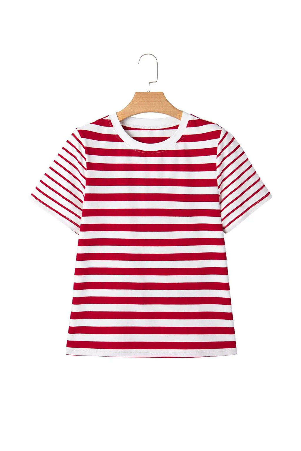 Ursina | Striped Panelled Round Neck Cotton T Shirt