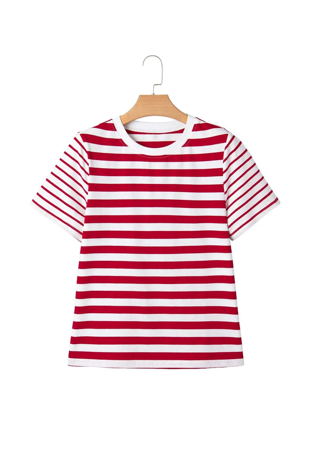 Ursina | Striped Panelled Round Neck Cotton T Shirt