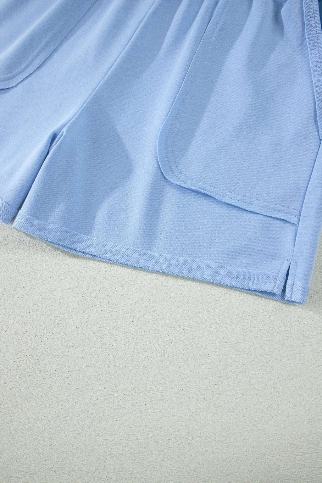 Serafina | Collared Polo Tee and Elastic Waist Shorts Two Piece Set