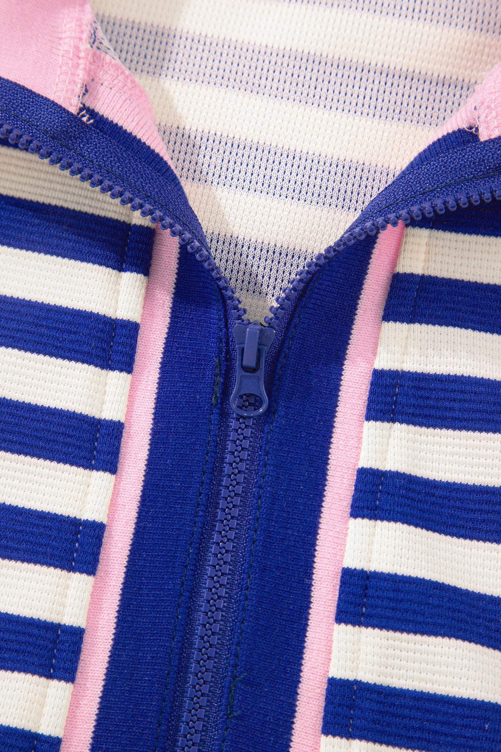 Thalia | Textured Stripe Zip Collar Sleeveless Top and Skort Set