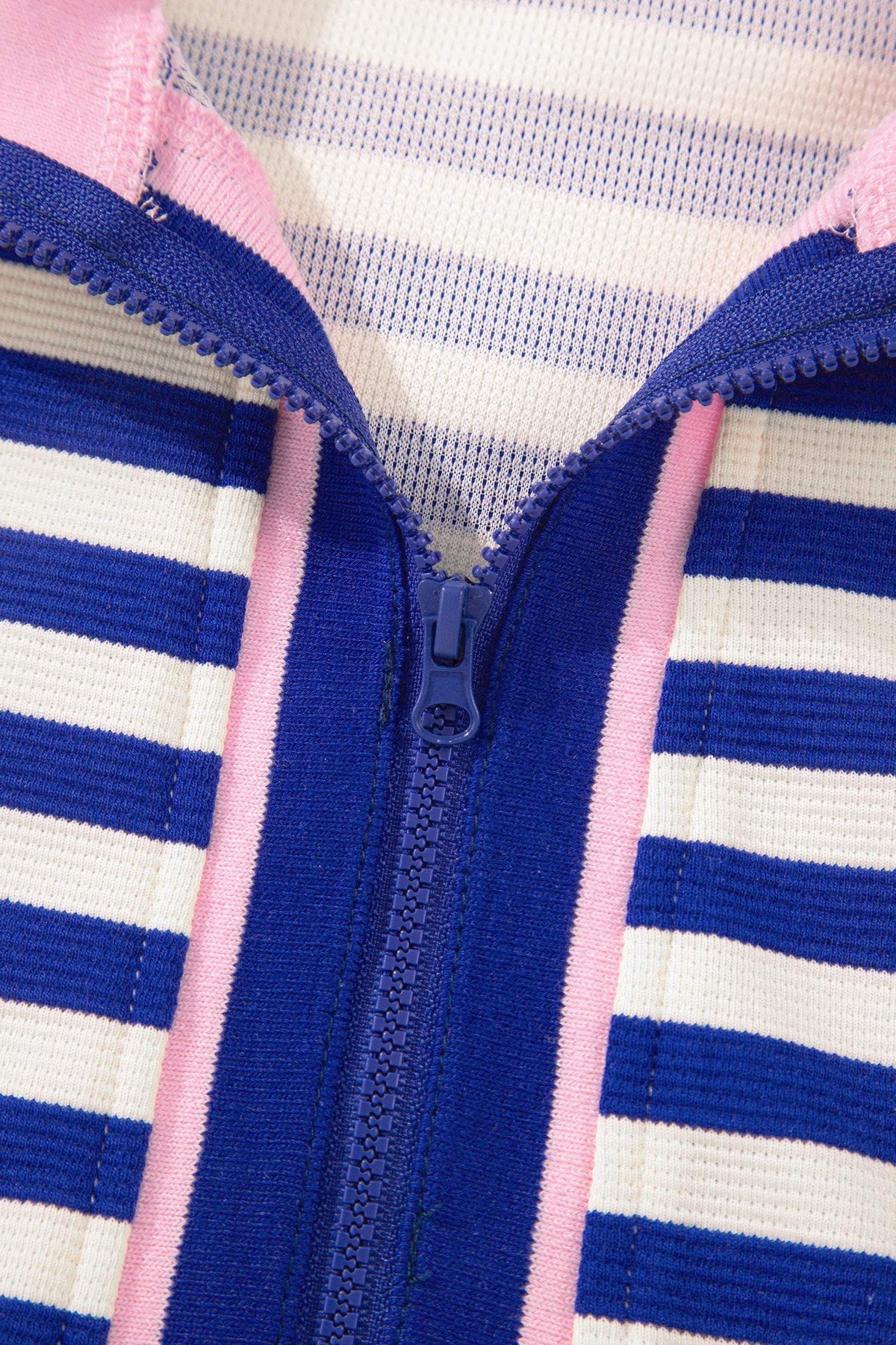 Thalia | Textured Stripe Zip Collar Sleeveless Top and Skort Set