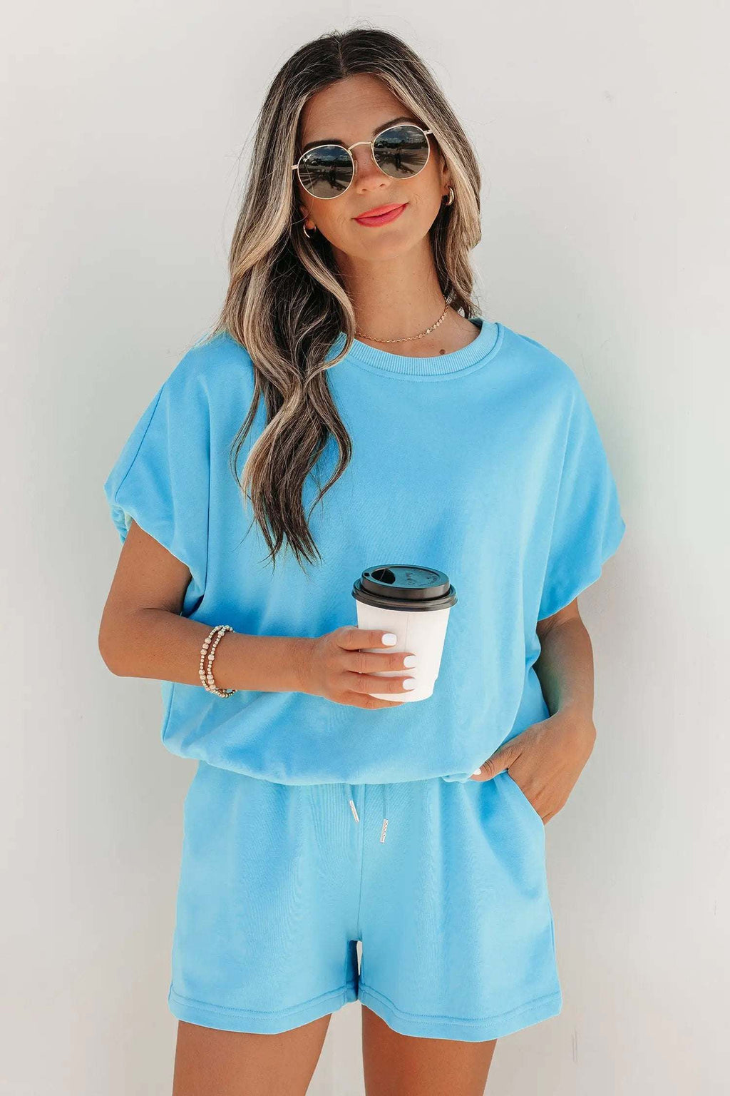 Paloma | Relaxed Blouson Top and Drawstring Shorts Two Piece Set