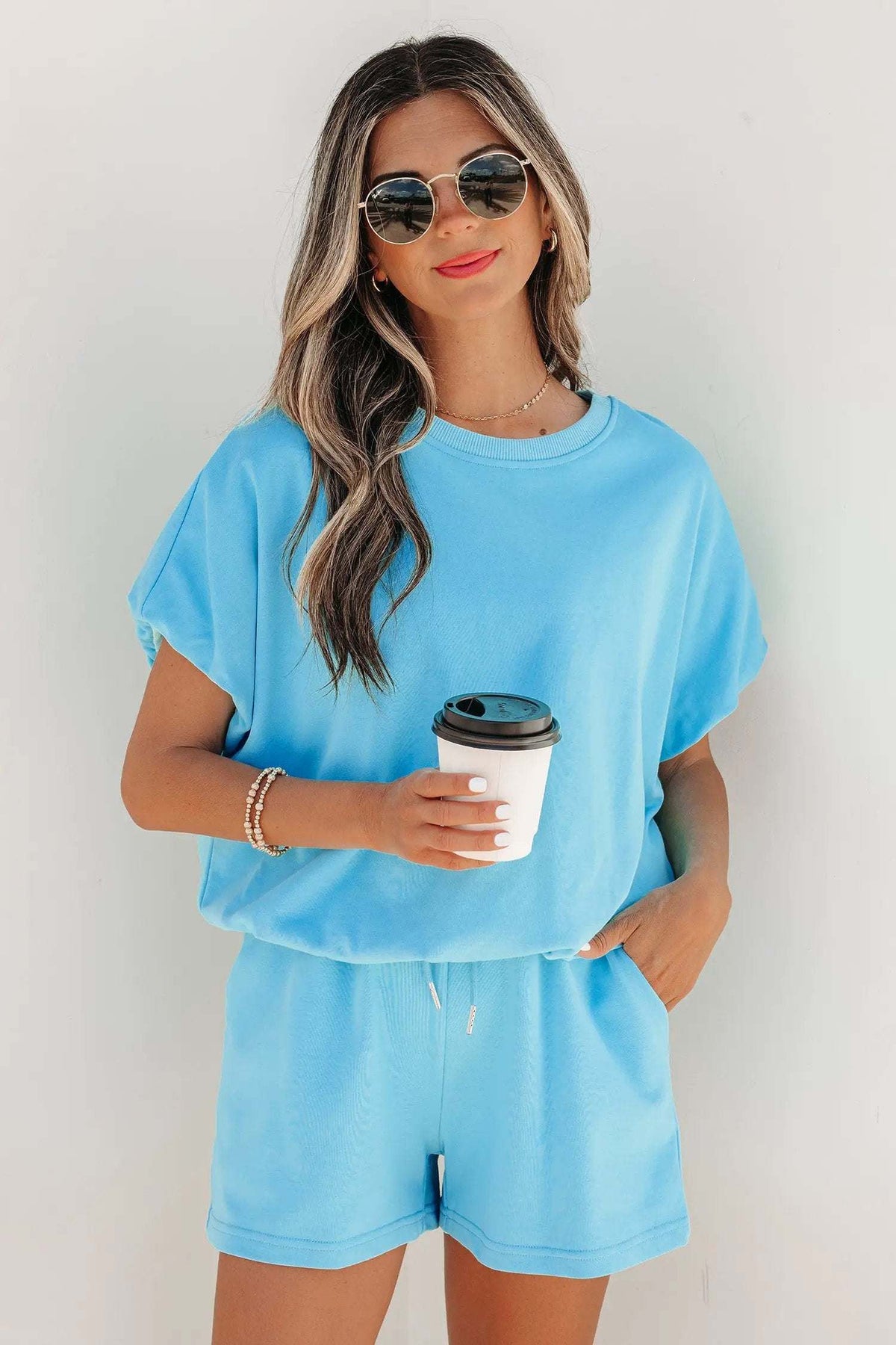 Paloma | Relaxed Blouson Top and Drawstring Shorts Two Piece Set