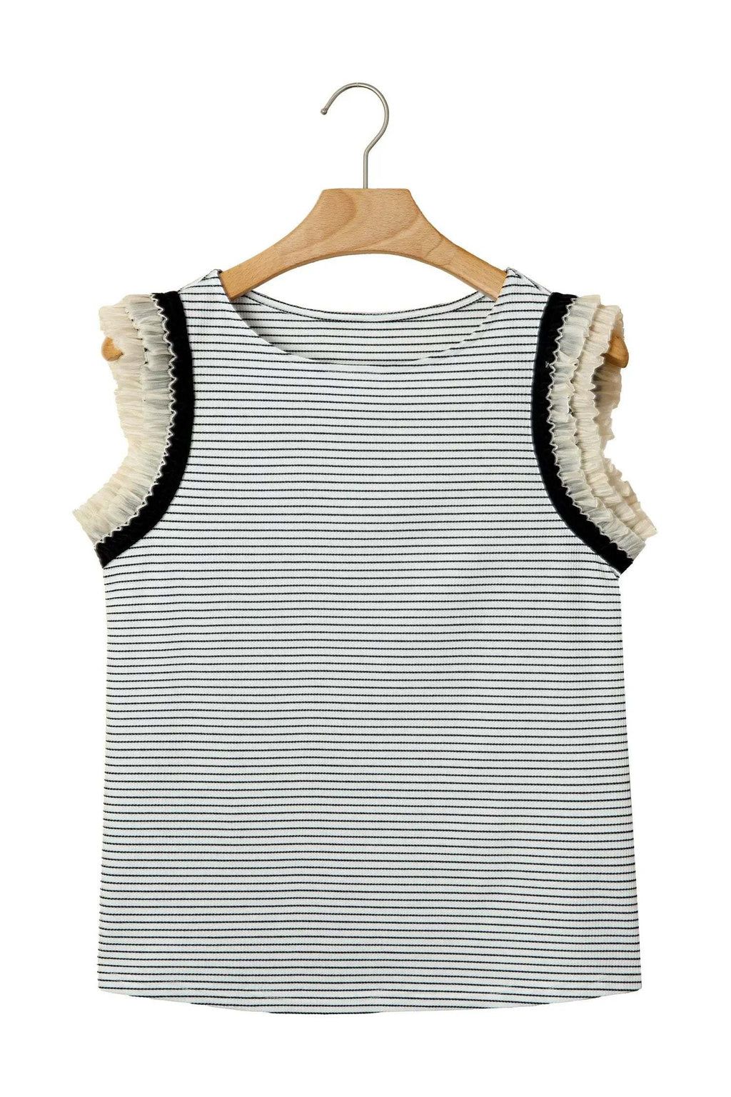 Ximena | Striped Ruffle Trim Sleeveless Tank Top