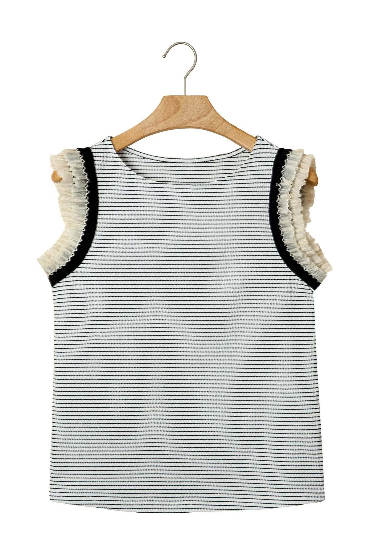 Ximena | Striped Ruffle Trim Sleeveless Tank Top