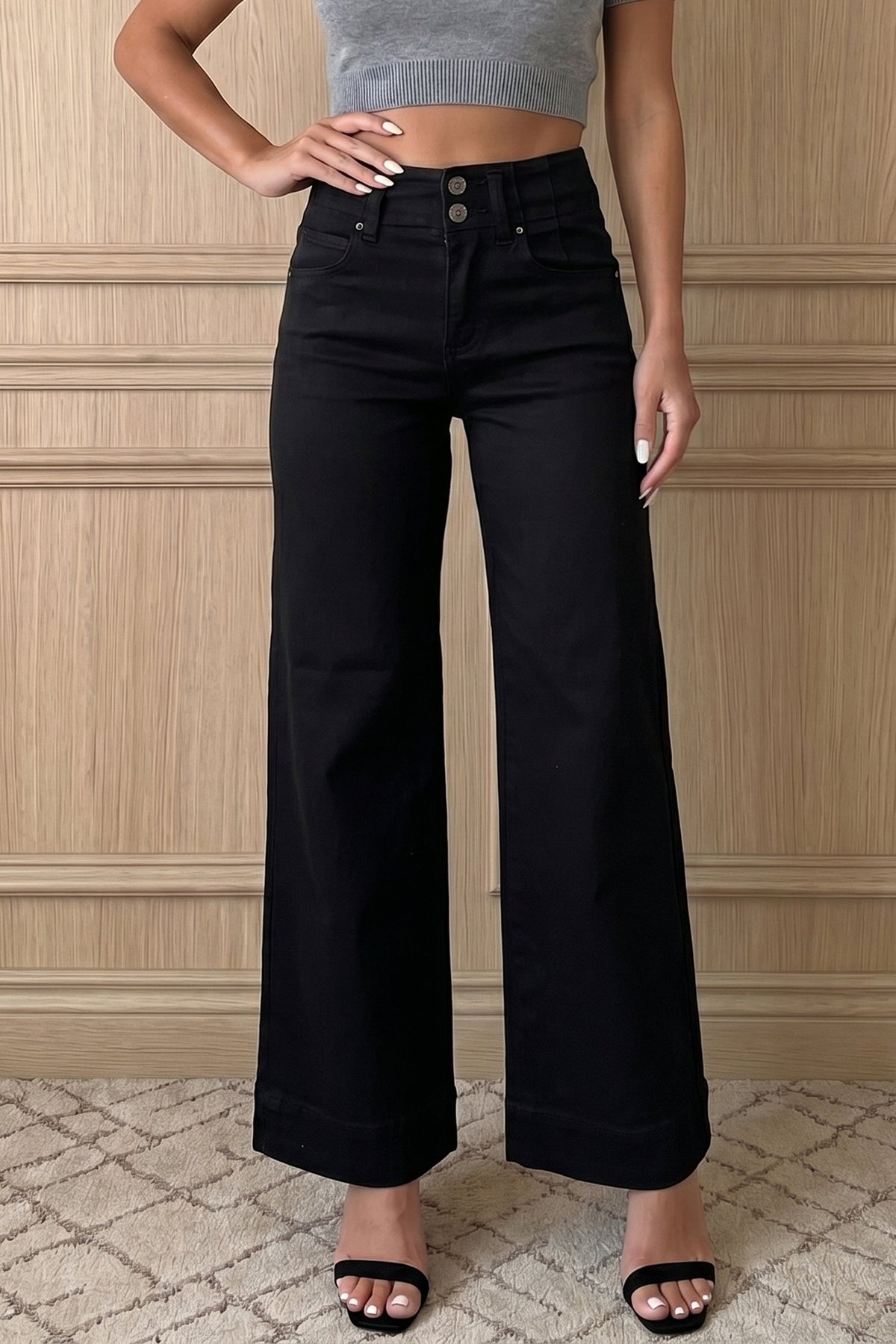 Bellina | High Rise Two Button Flare Jeans for Women with Clean Straight Seams