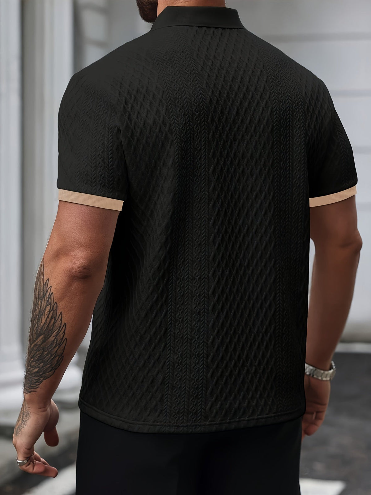 Dorello | Structured Collar Stretch Polo Shirt for Men with Tailored Regular Fit