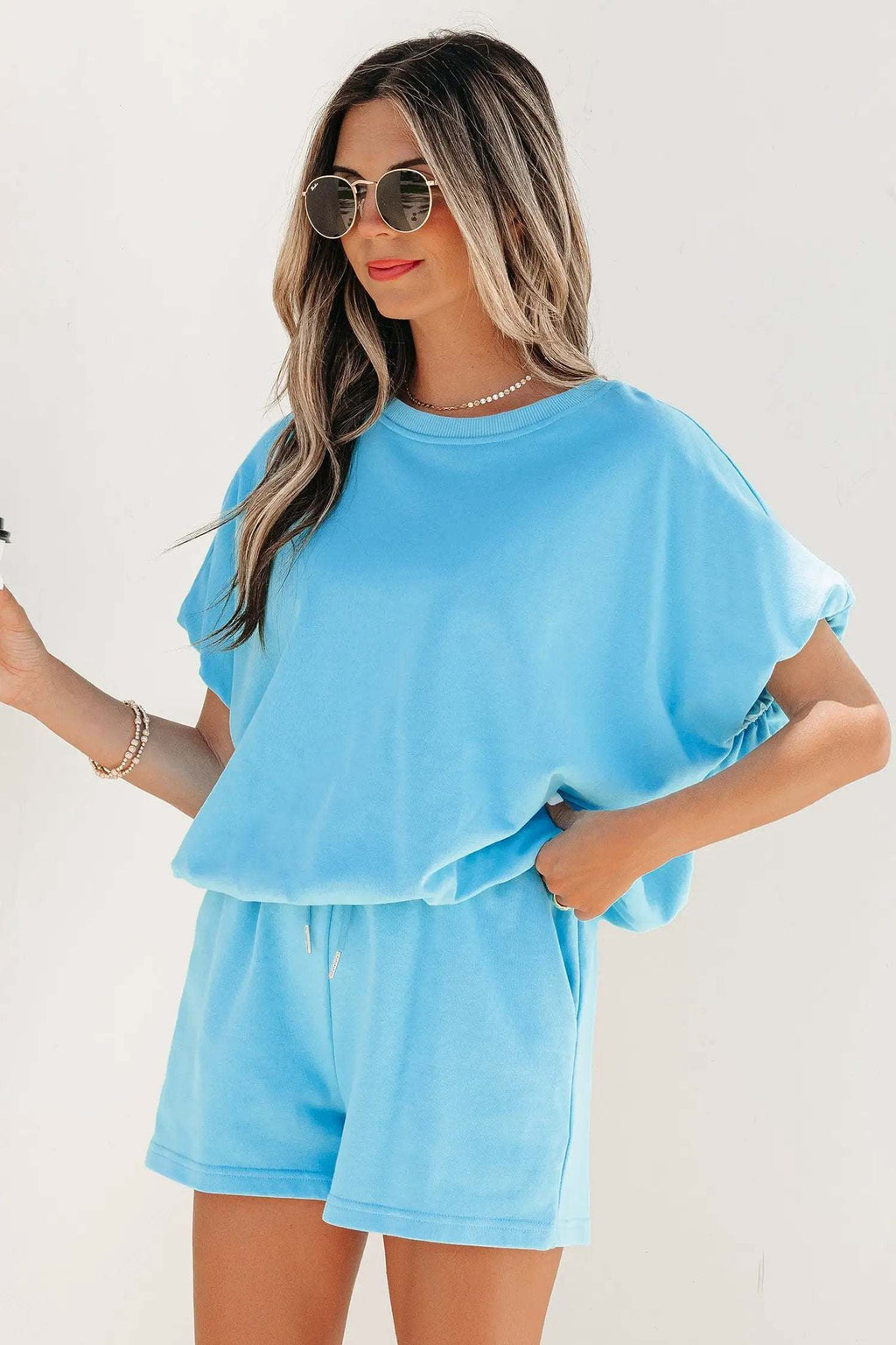 Paloma | Relaxed Blouson Top and Drawstring Shorts Two Piece Set