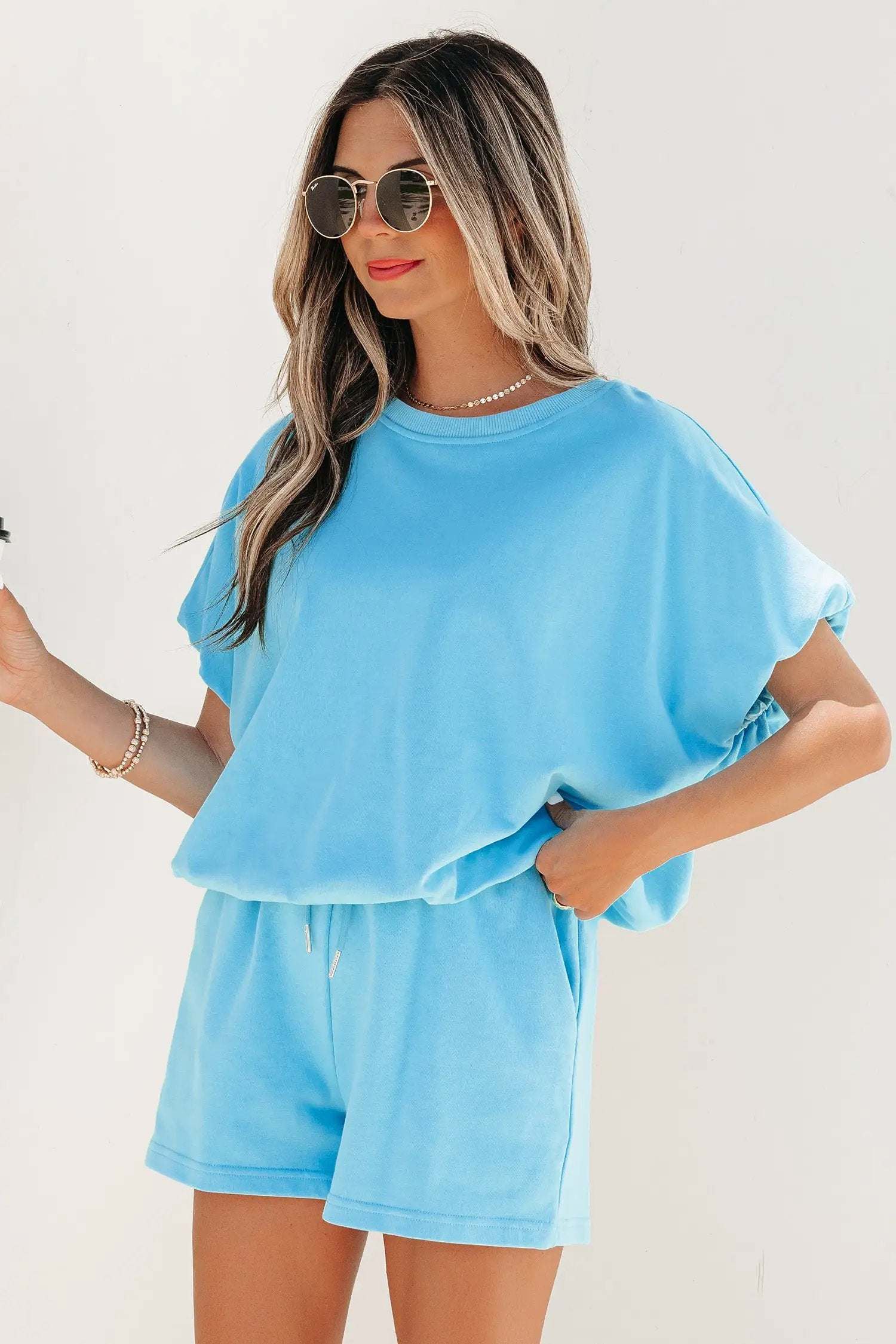 Paloma | Relaxed Blouson Top and Drawstring Shorts Two Piece Set