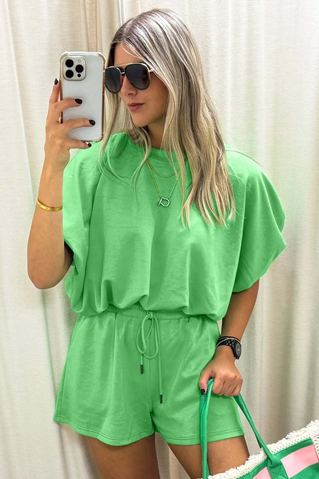 Paloma | Relaxed Blouson Top and Drawstring Shorts Two Piece Set