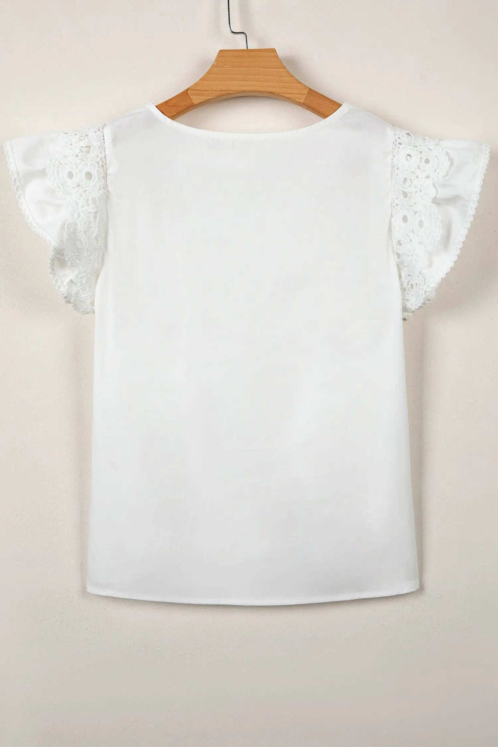 Josette | Lace Trimmed Flutter Sleeve Pleated Blouse for Women