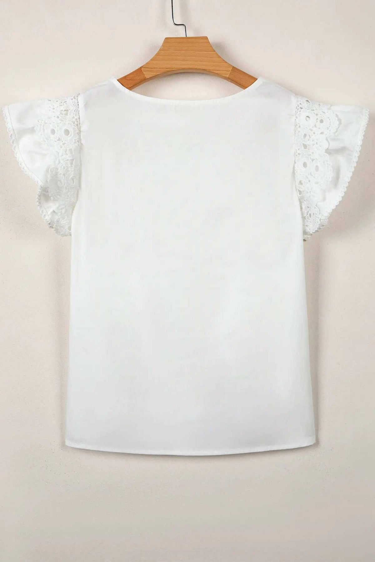 Josette | Lace Trimmed Flutter Sleeve Pleated Blouse for Women