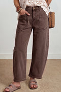 Romilly | Ankle Length Barrel Leg Jeans with Square Patch Pockets