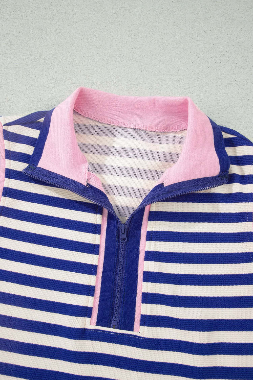 Thalia | Textured Stripe Zip Collar Sleeveless Top and Skort Set