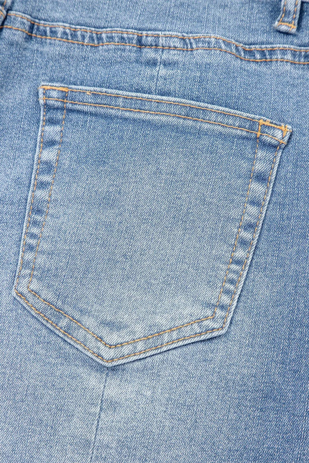 Valentina | Washed Raw Hem Denim Shorts with Mid Rise Fit
