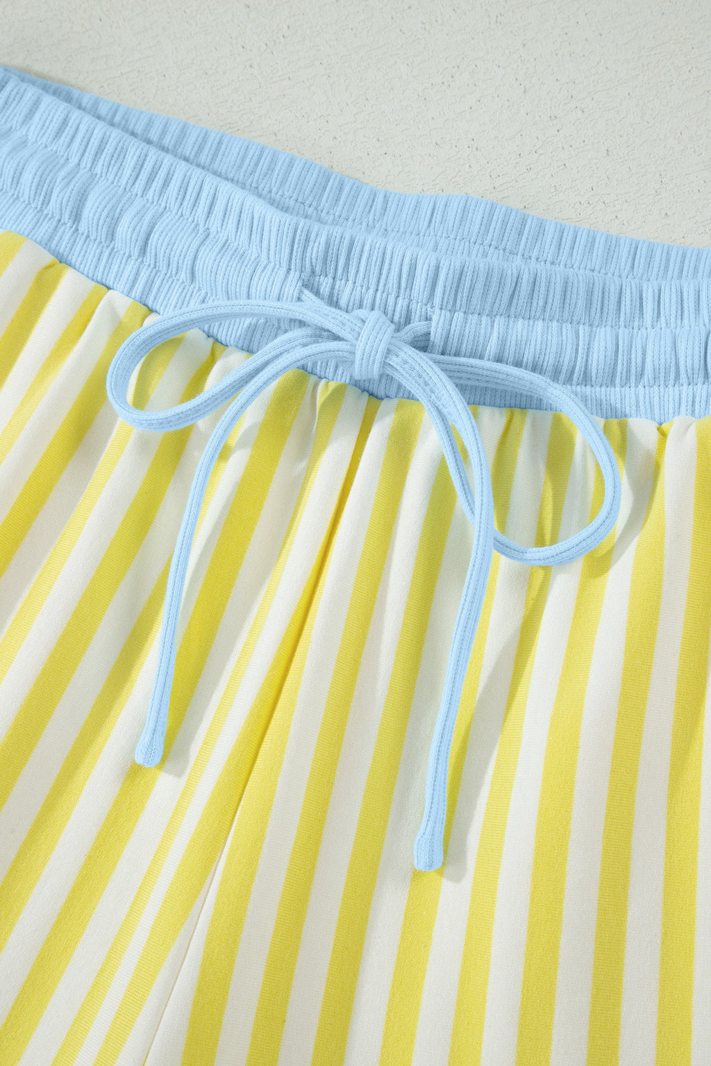 Juliette | Striped Contrast V Neck Tee and Drawstring Shorts Set
