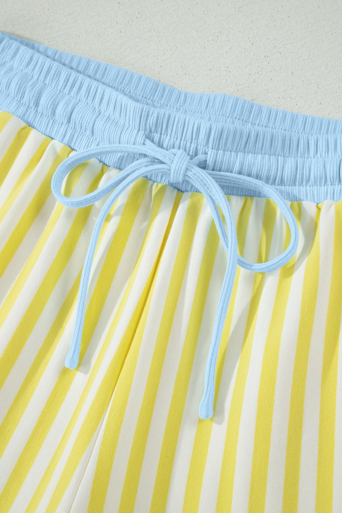 Juliette | Striped Contrast V Neck Tee and Drawstring Shorts Set