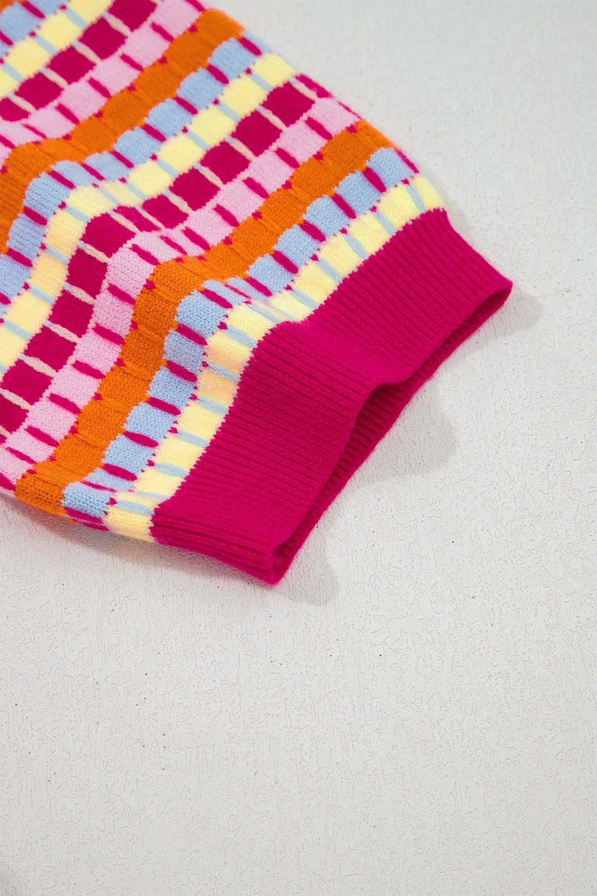 Zaria | Striped Short Sleeve Knit Sweater with Fine Gauge Finish