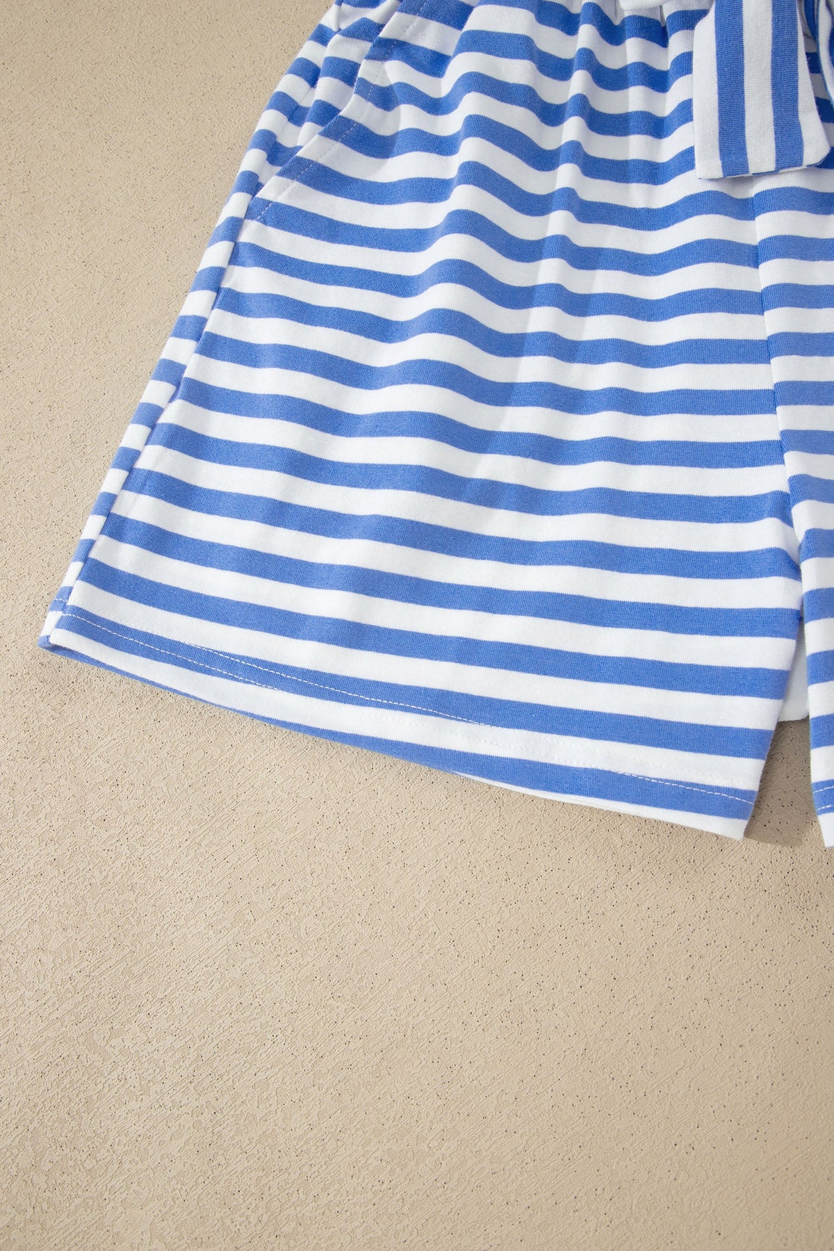 Lucienne | Striped Crewneck Tee and Knot Front Shorts Two Piece Set