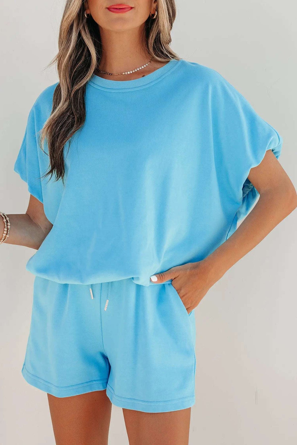 Paloma | Relaxed Blouson Top and Drawstring Shorts Two Piece Set