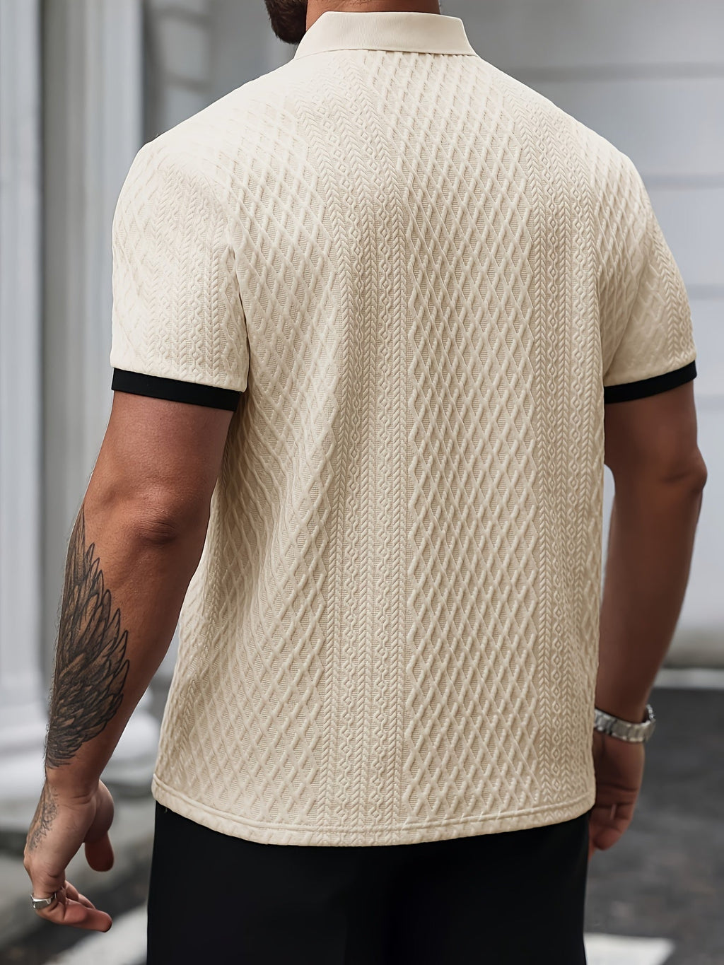 Dorello | Structured Collar Stretch Polo Shirt for Men with Tailored Regular Fit