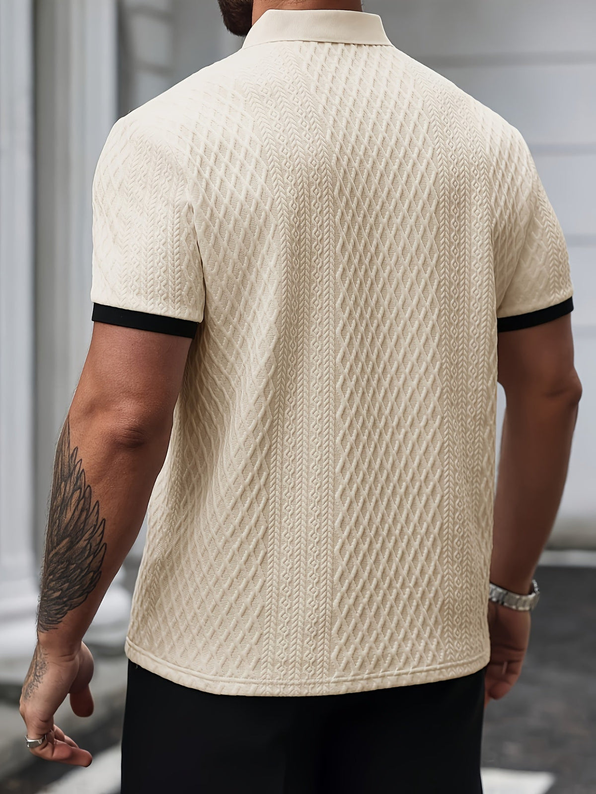 Dorello | Structured Collar Stretch Polo Shirt for Men with Tailored Regular Fit