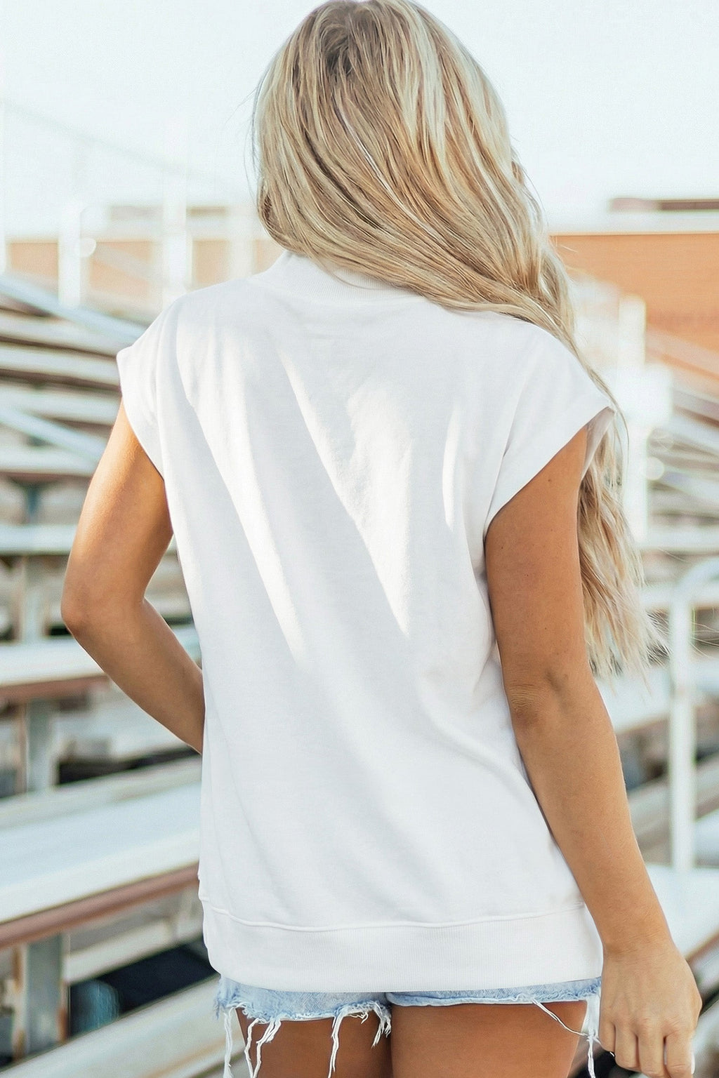 Danae | Mock Neck Cap Sleeve Relaxed Top for Everyday Layering