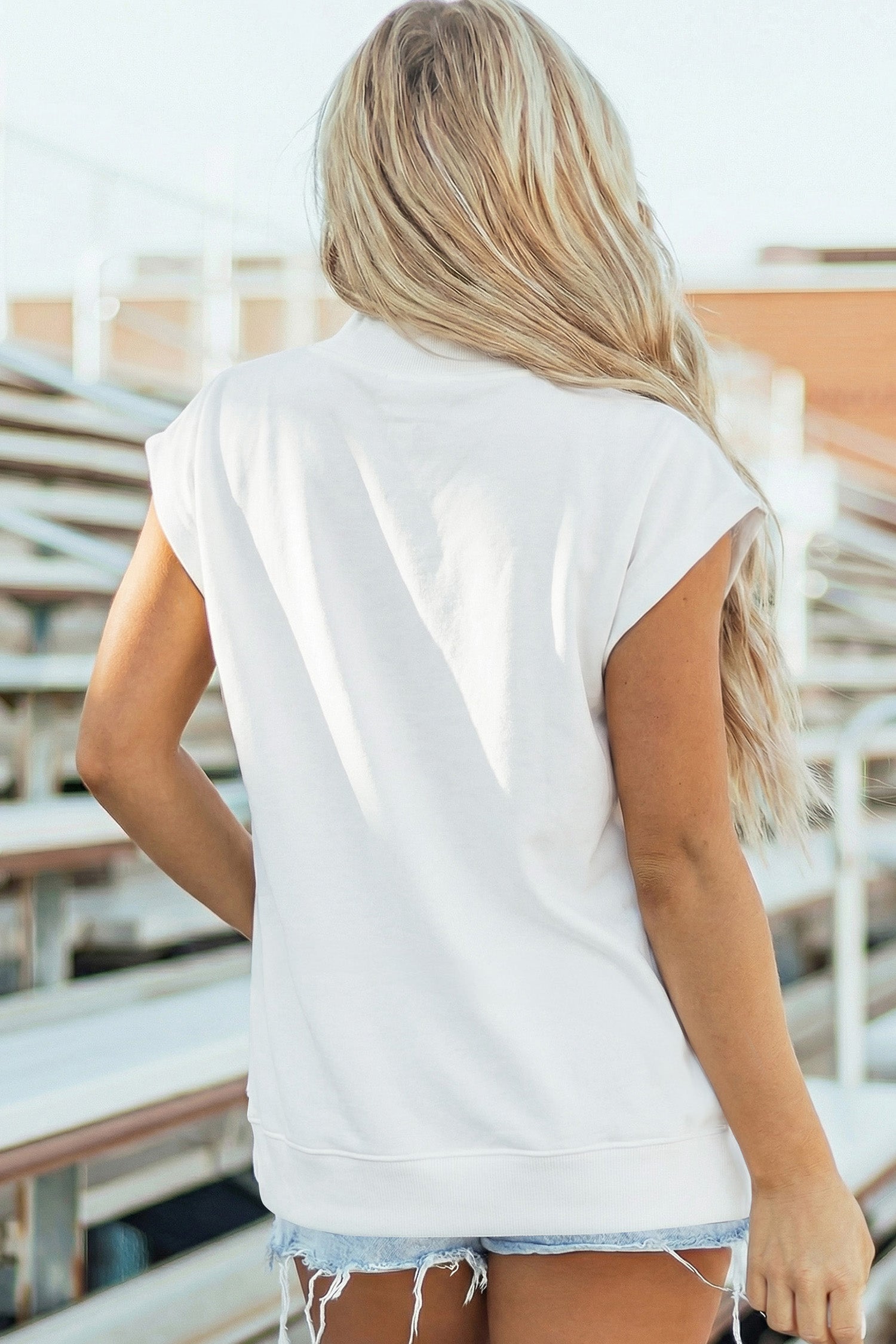 Danae | Mock Neck Cap Sleeve Relaxed Top for Everyday Layering