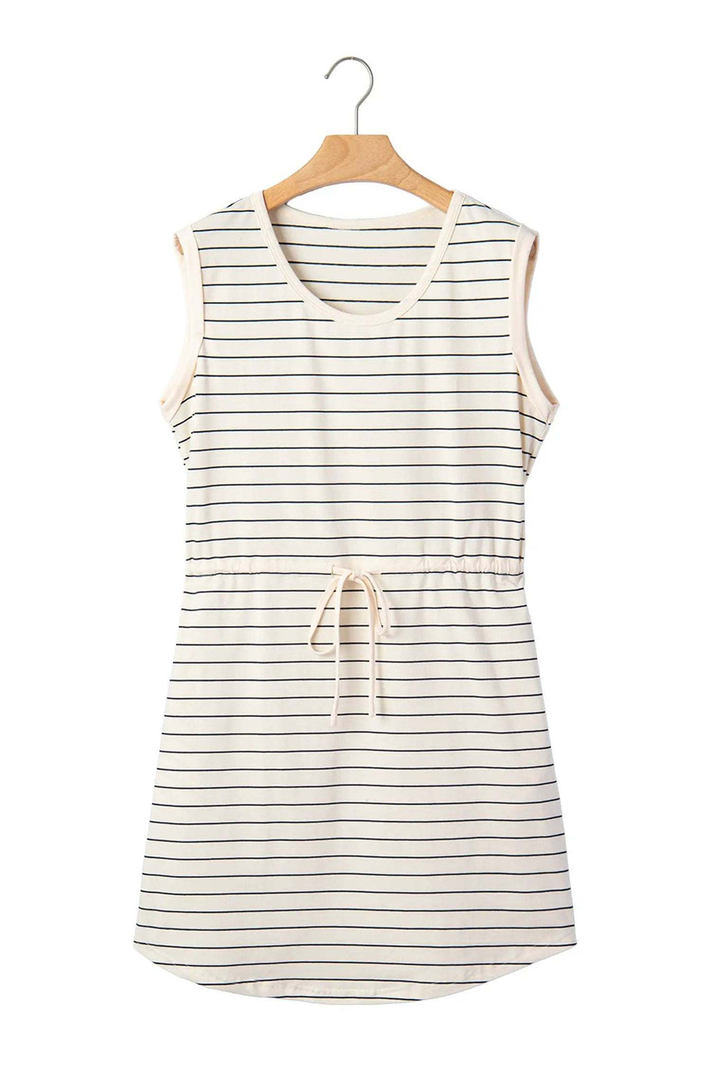 Dorothea | Striped Drawstring Tank Mini Dress with Side Pockets