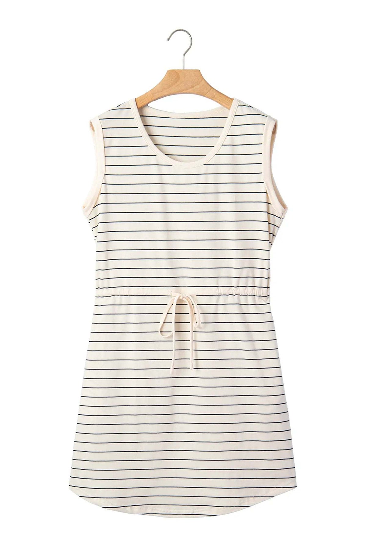 Dorothea | Striped Drawstring Tank Mini Dress with Side Pockets