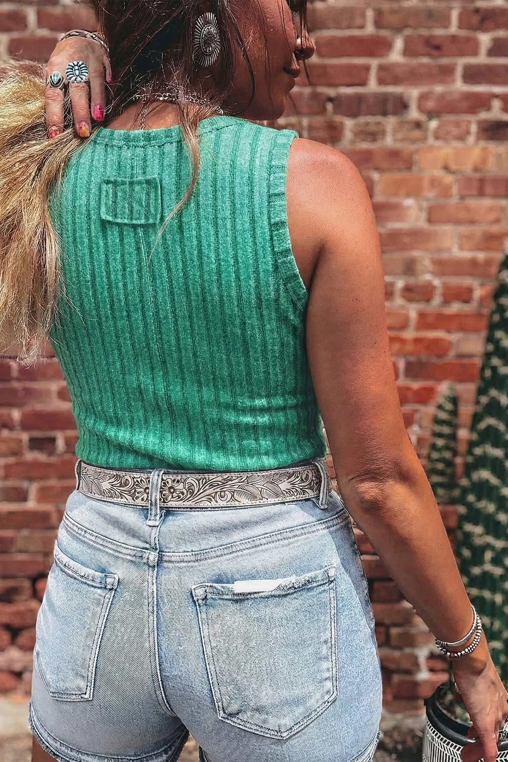 Noelia | Ribbed Mineral Washed Slim Fit Tank Top for Layering
