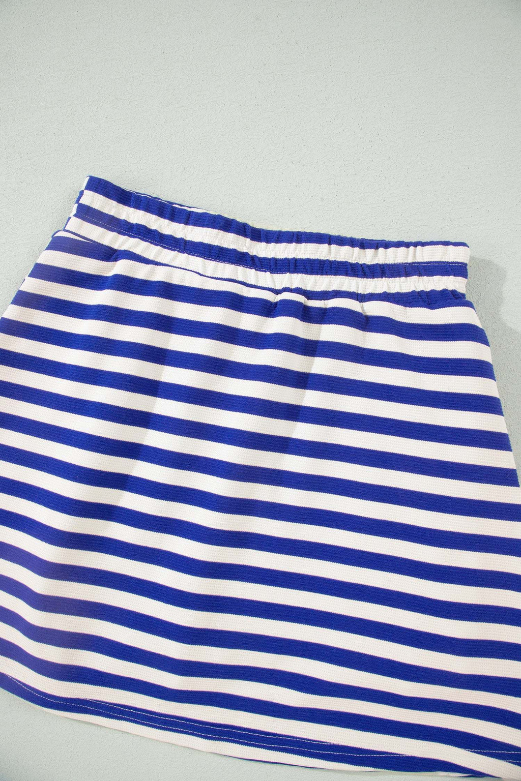 Thalia | Textured Stripe Zip Collar Sleeveless Top and Skort Set