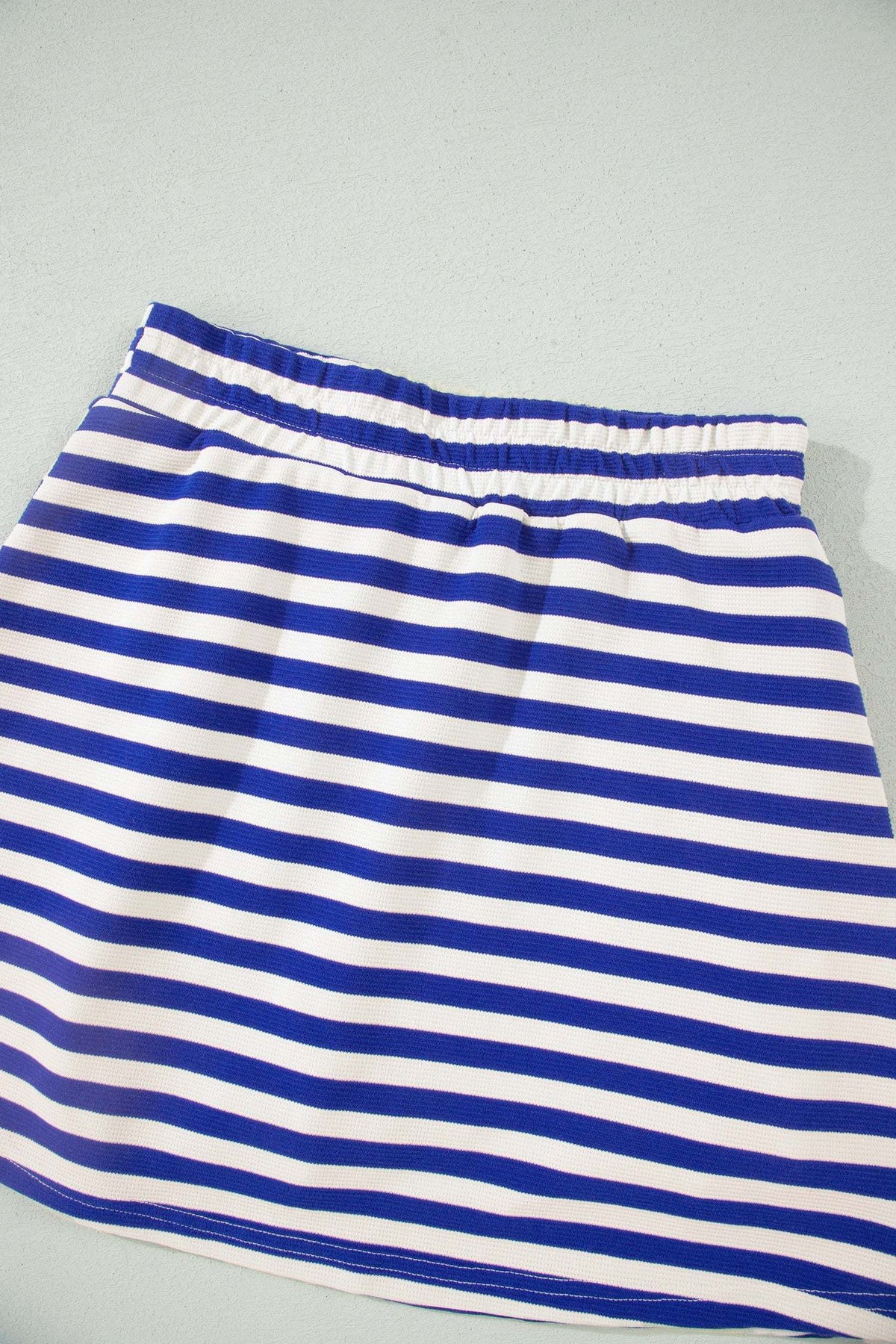 Thalia | Textured Stripe Zip Collar Sleeveless Top and Skort Set