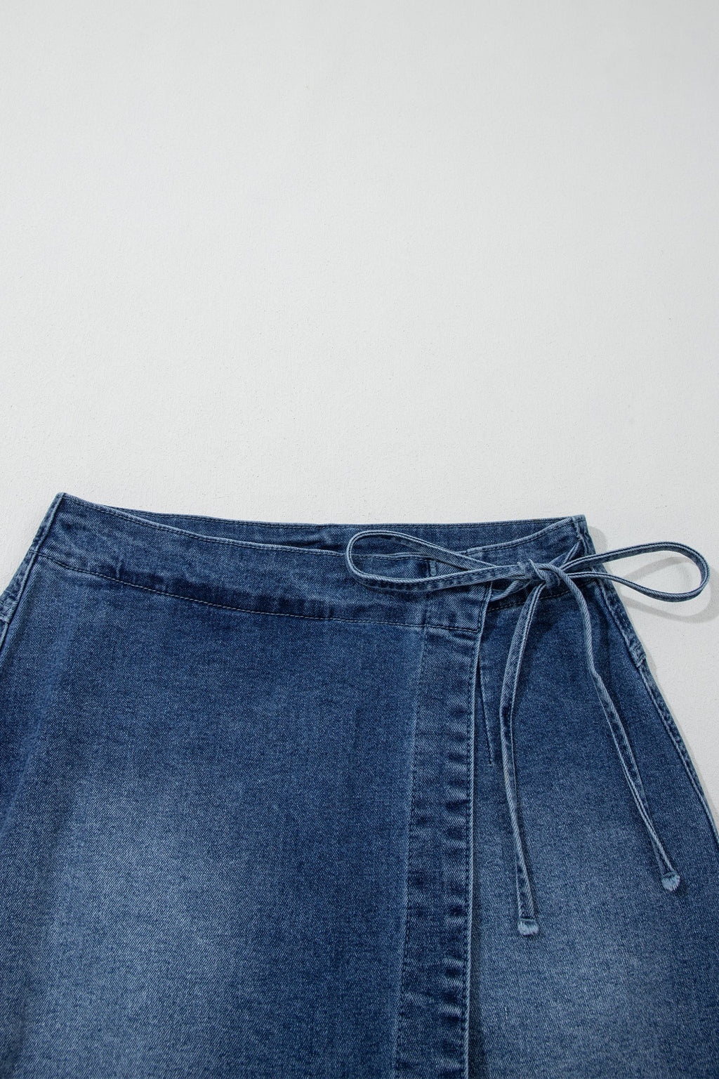 Alessia | Wrap Front Denim Skort with Tie Waist and Hidden Shorts
