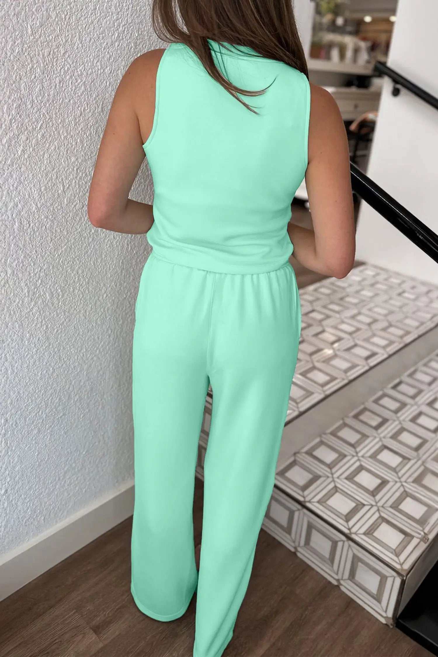 Isolde | Drawstring Wide Leg Two Piece Lounge Set with Elastic Waist