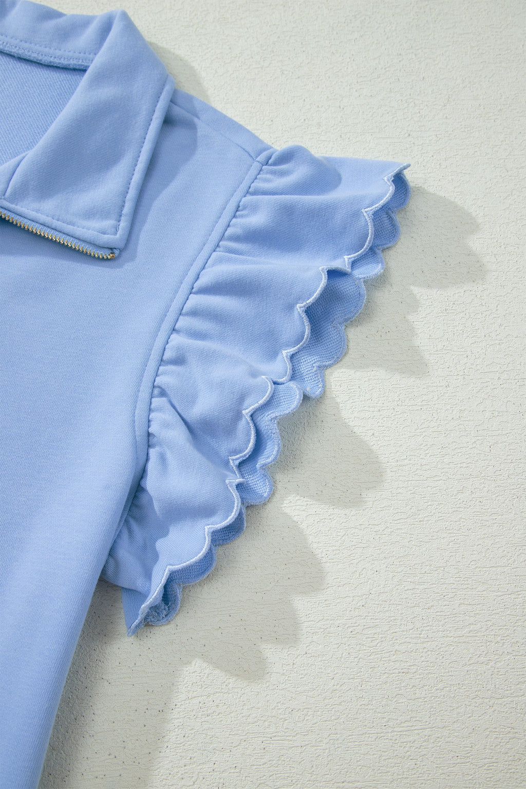 Portia | Half Zip Ruffle Sleeve Top and Shorts Two Piece Set