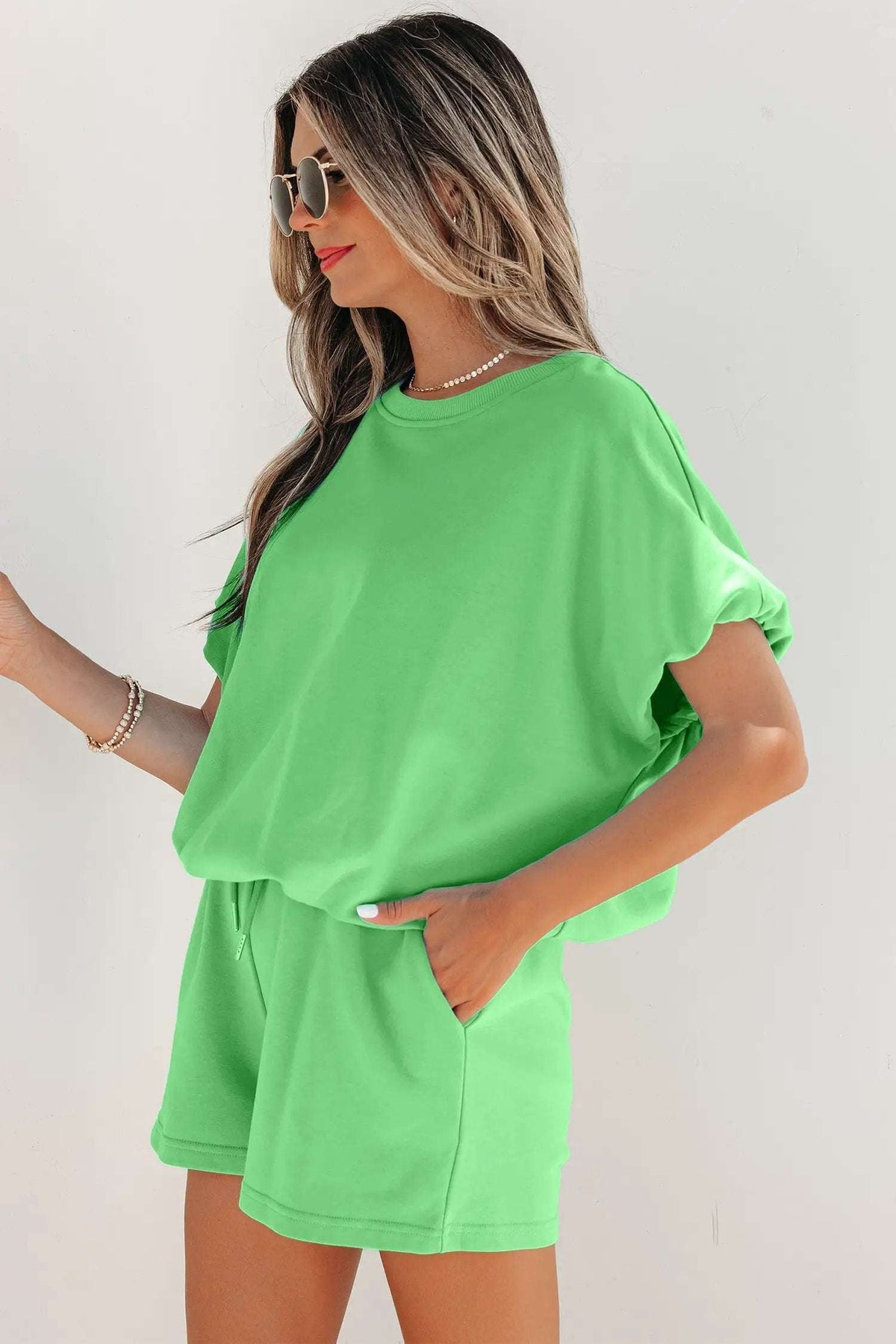 Paloma | Relaxed Blouson Top and Drawstring Shorts Two Piece Set