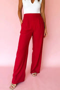 Giada | Pleated Pull On Straight Leg Trousers with Elastic Waist