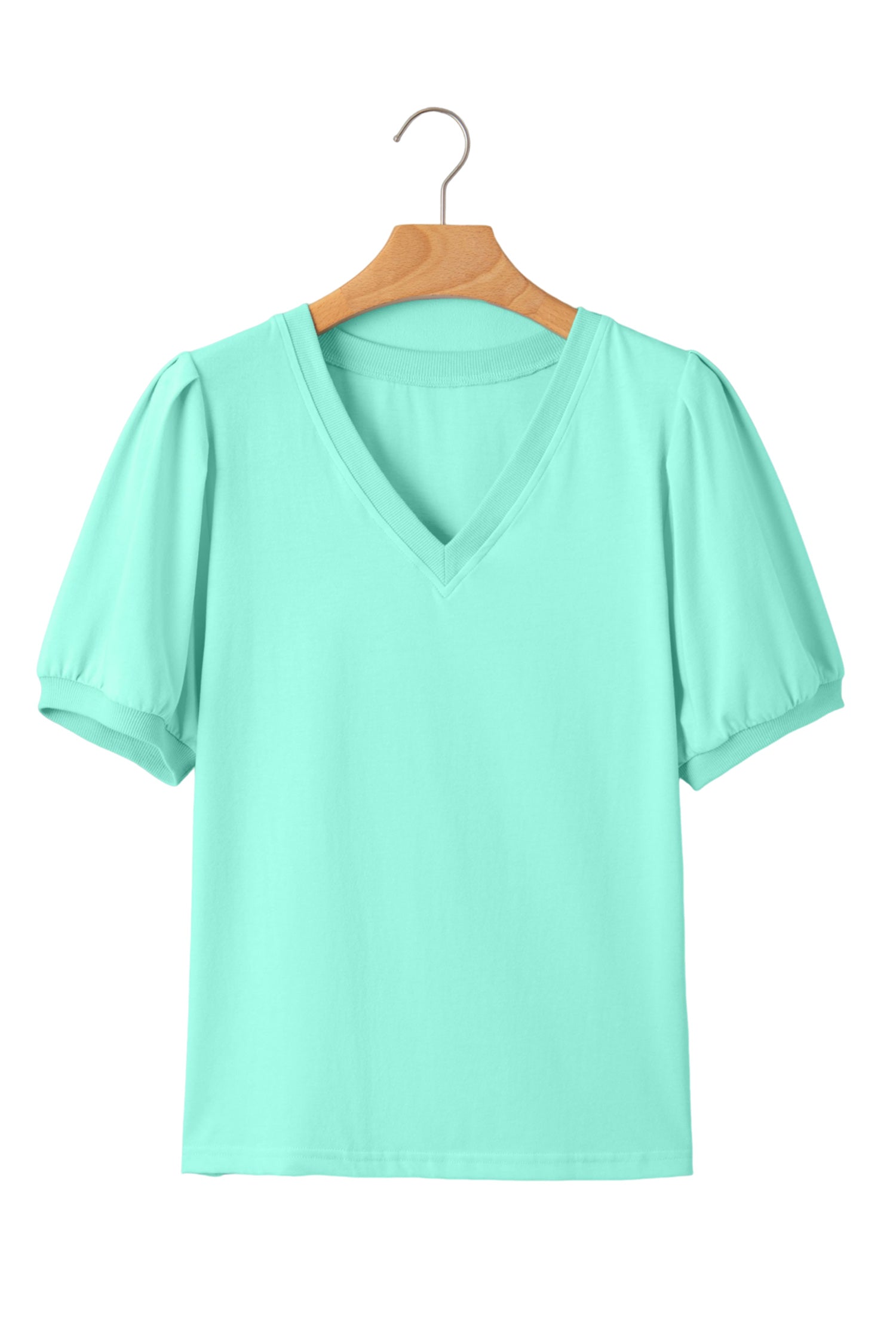 Willa | V Neck Puff Sleeve Blouse in a Clean Solid Finish