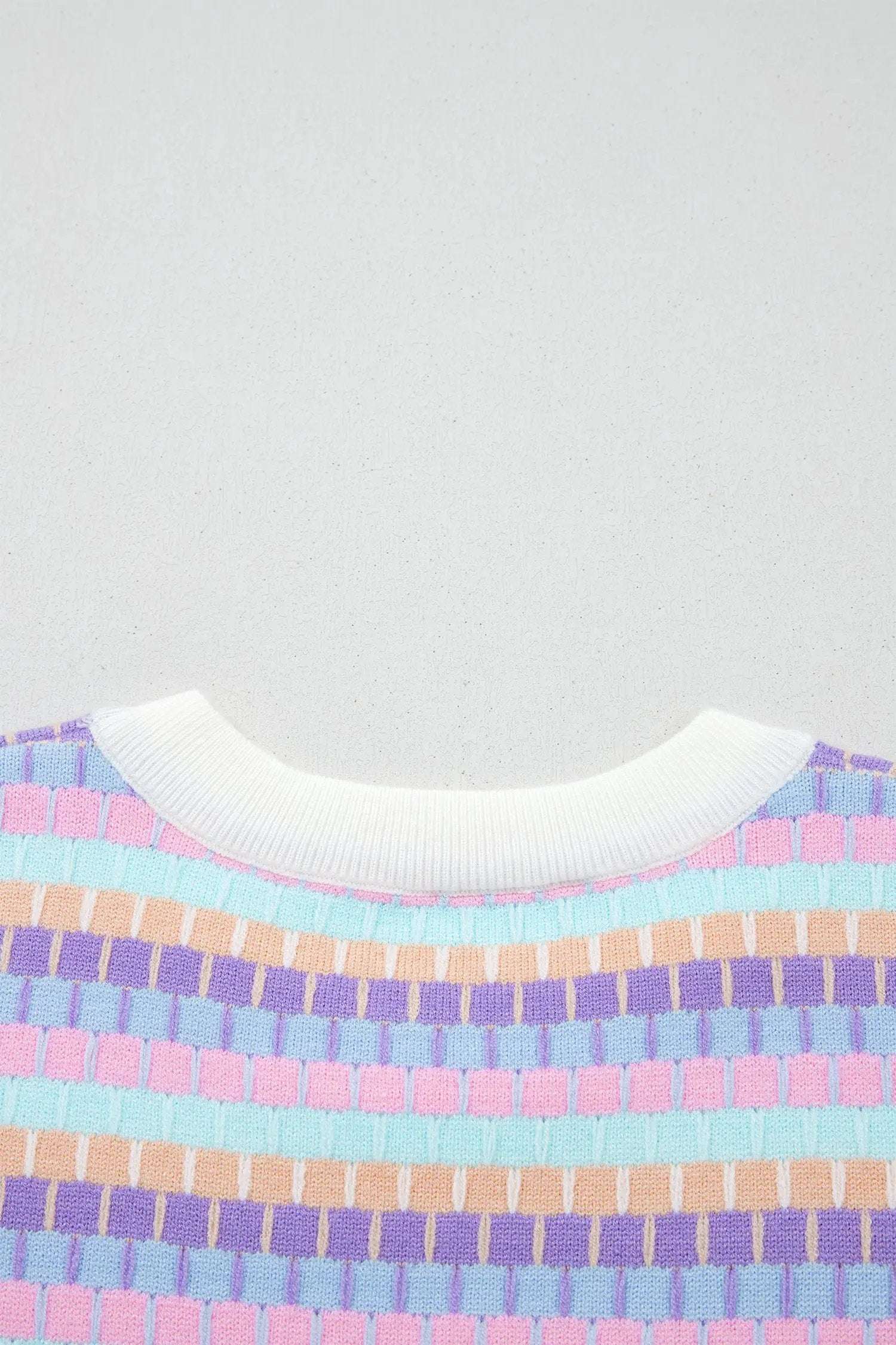 Zaria | Striped Short Sleeve Knit Sweater with Fine Gauge Finish