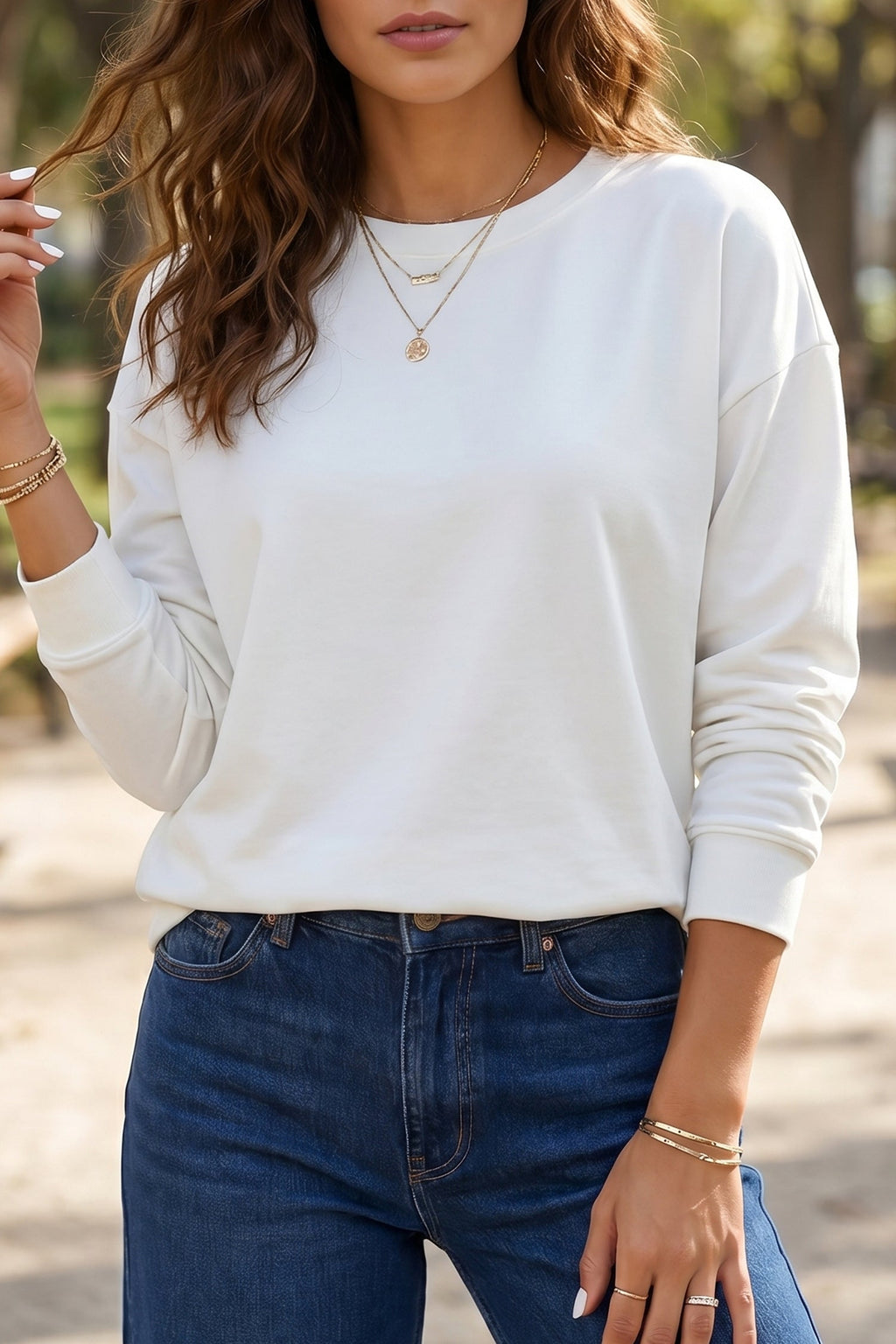 Brienne | Dropped Shoulder Long Sleeve Top with Relaxed Drape