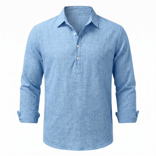 Caspian button front shirt on white background